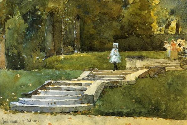 In The Park At St. Cloud by Frederick Childe Hassam
