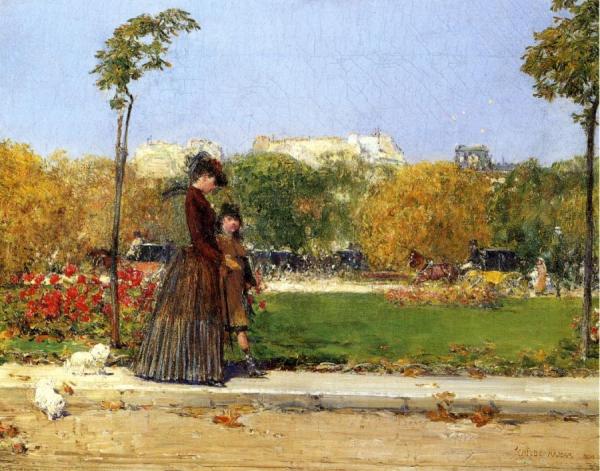 In The Park, Paris by Frederick Childe Hassam