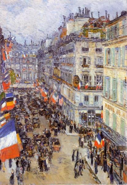 July Fourteenth, Rue Daunou by Frederick Childe Hassam