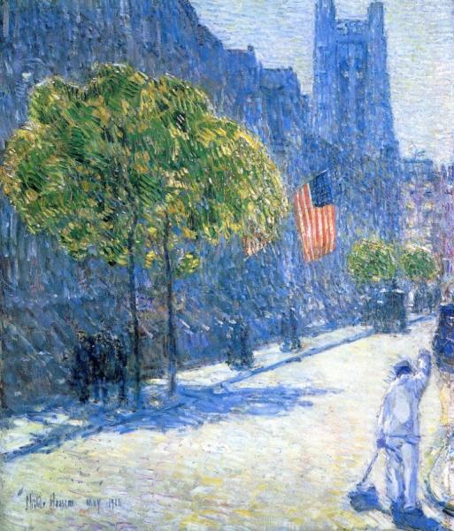Just Off The Avenue, Fifty-third Stret, May, 1916 by Frederick Childe Hassam