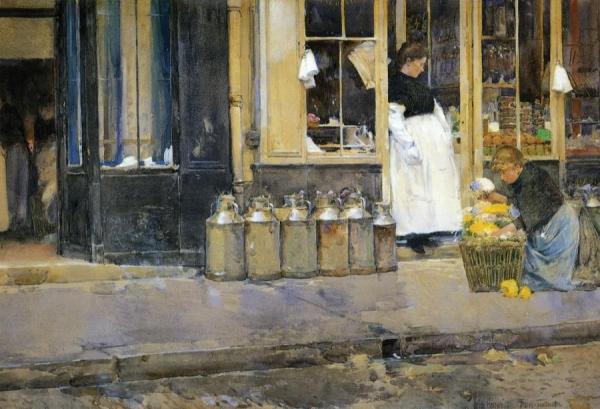 La Bouquetiere Et La Latiere by Frederick Childe Hassam