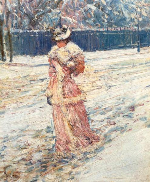Lady In Pink by Frederick Childe Hassam