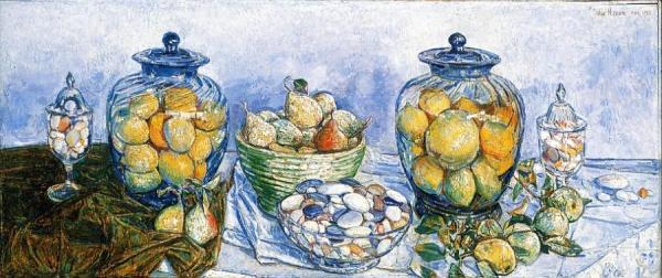 Long Island Pebbles And Fruit by Frederick Childe Hassam