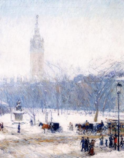 Madison Square - Snowstorm by Frederick Childe Hassam