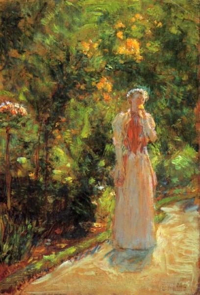 Mrs. Hassam In The Garden by Frederick Childe Hassam