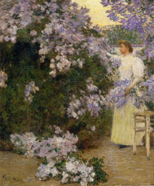 Mrs. Hassam In The Garden by Frederick Childe Hassam