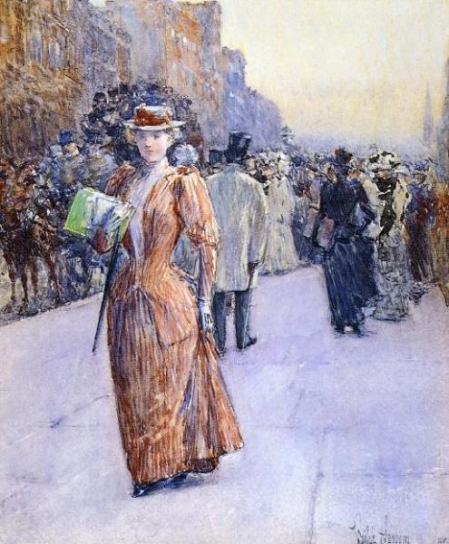 New York Street Scene by Frederick Childe Hassam