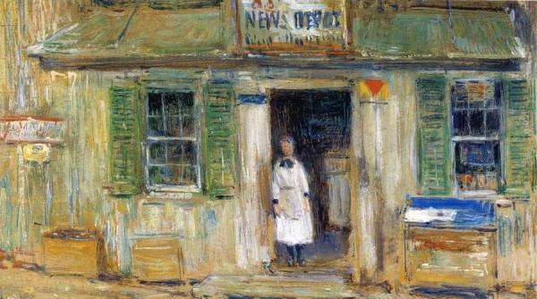 News Depot, Cos Cob by Frederick Childe Hassam