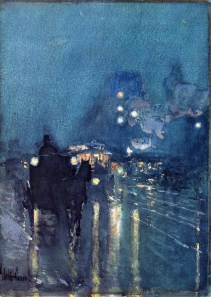 Nocturne, Railway Crossing, Chicago by Frederick Childe Hassam