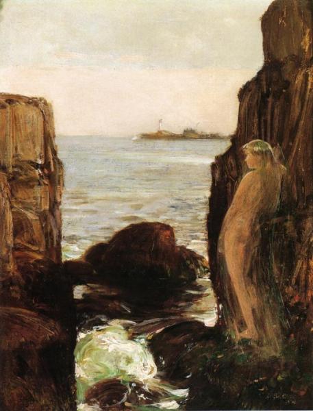 Nymph On A Rocky Ledge by Frederick Childe Hassam