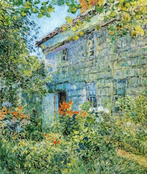 Old House And Garden, East Hampton by Frederick Childe Hassam
