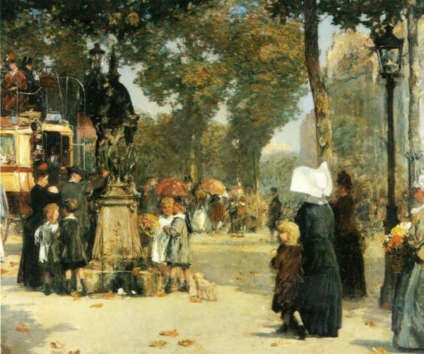 Paris Street Scene by Frederick Childe Hassam
