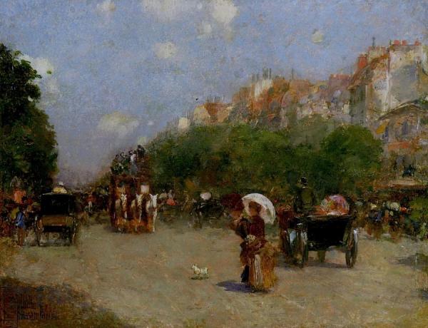 Paris Street Scene by Frederick Childe Hassam