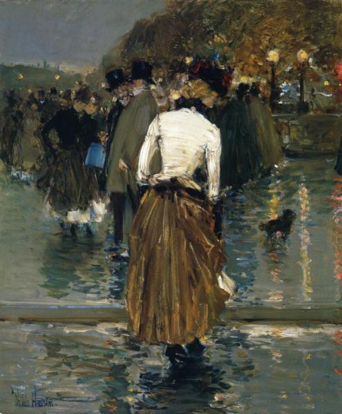 Promenade At Sunset, Paris by Frederick Childe Hassam