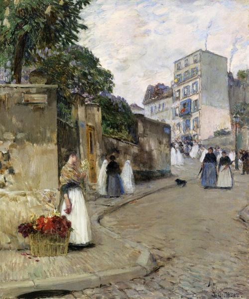 Rue Montmartre, Paris by Frederick Childe Hassam
