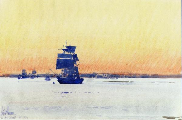 Sailing Ship Locked In Ice by Frederick Childe Hassam