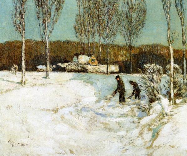 Shoveling Snow, New England by Frederick Childe Hassam