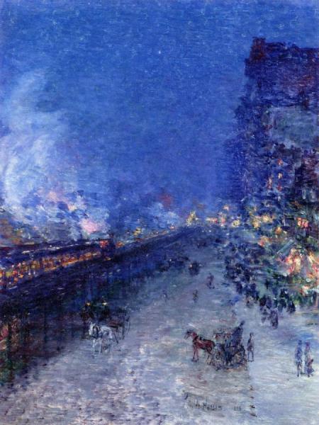 Sixth Avenue El - Nocturne by Frederick Childe Hassam
