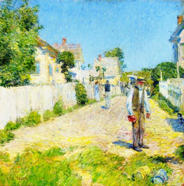 Street In Gloucester by Frederick Childe Hassam