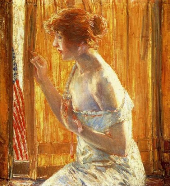 The Flag Outside Her Window, April 1918 by Frederick Childe Hassam