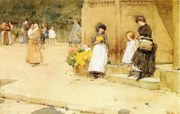 The Flower Seller by Frederick Childe Hassam