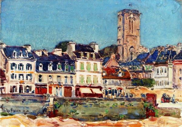 The Quai, Lannion by Frederick Childe Hassam
