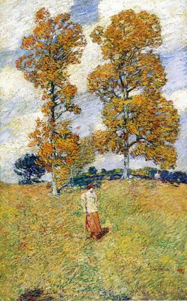 The Two Hickory Trees by Frederick Childe Hassam