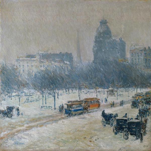 Winter In Union Square by Frederick Childe Hassam