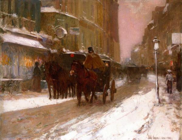 Winter Nightfall In The City by Frederick Childe Hassam