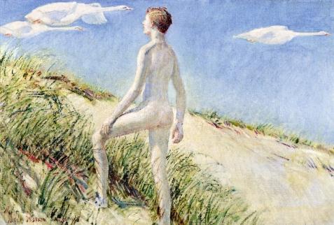 Young Apollo And The Flying Swans by Frederick Childe Hassam