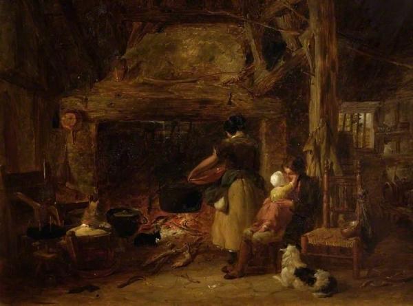 Cottage Interior by Frederick Goodall