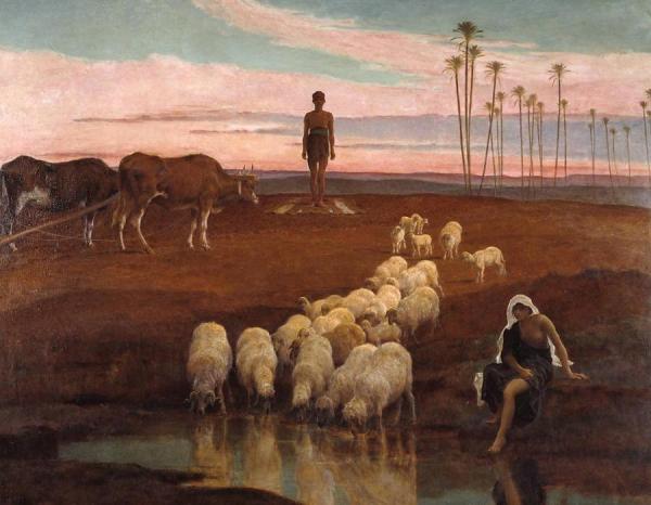 The Ploughman And The Shepherdess, Time Of The Evening Prayer by Frederick Goodall