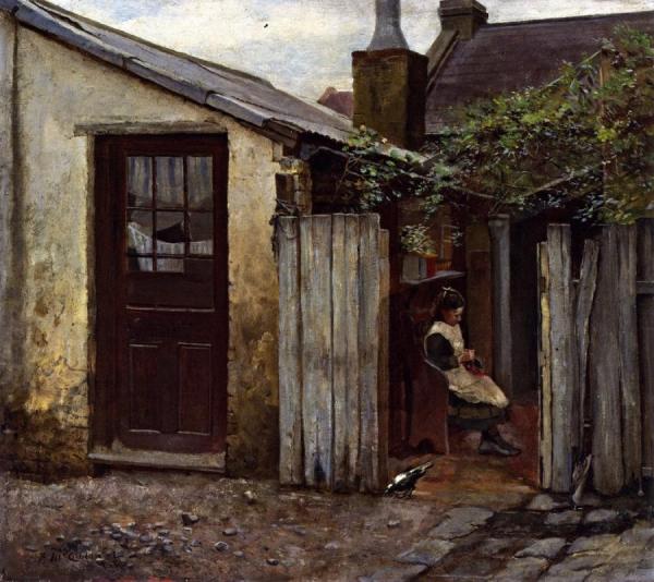 Girl With A Bird At The King Street Bakery by Frederick Mccubbin