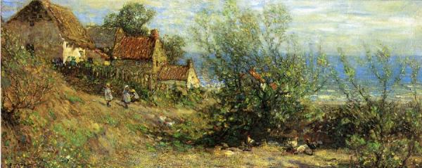 Children Playing Near A Cottage by Frederick William Jackson