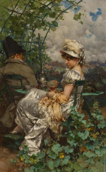 Frederik Henrdik Kaemmerer Afternoon Tea In The Garden