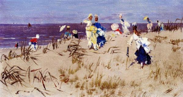 Elegant Women On The Beach by Frederik Henrdik Kaemmerer