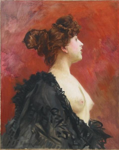 Frederik Henrdik Kaemmerer Portrait Of A Woman With Nude Breasts