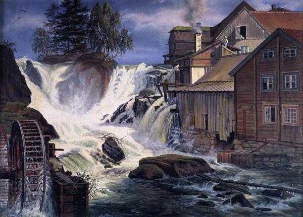Rønneby Waterfall At Blekinge, Sweden by Frederik Sodring Oil Painting Reproductions