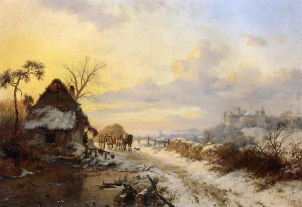 A Winter's Day by Frederk Marinus Kruseman Oil Painting Reproductions