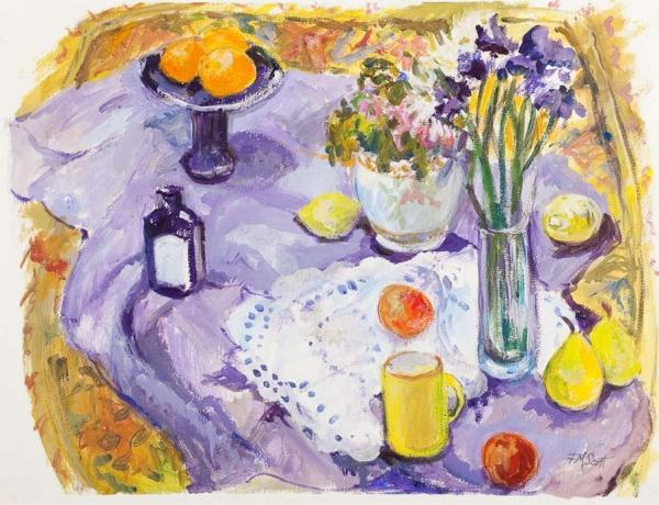 Purple Still Life by Freida Marion Ewart Scott