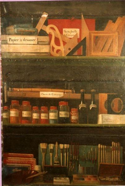 French School Artist's Materials In A Cupboard