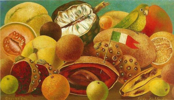 Still Life With Parrot And Flag by Frida Kahlo