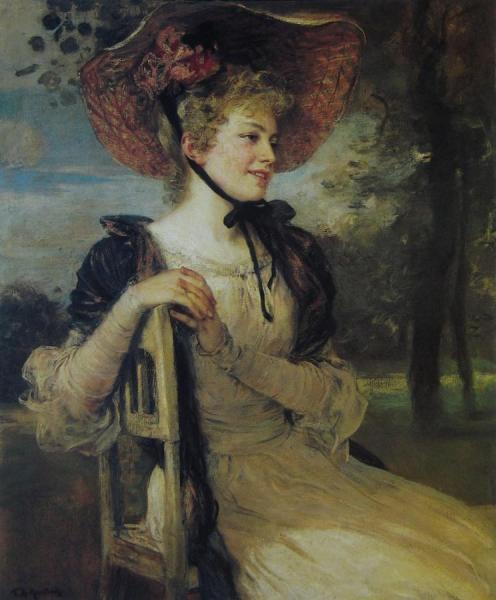Portrait Of A Young Lady by Friedrich August Von Kaulbach