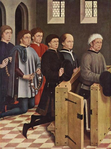Retable De Nördlingen : Le Donateur Jakob Fuchsart Et Ses Fils by Friedrich Herlin Oil Painting Reproductions