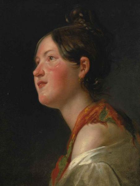 Portrait Of A Young Girl In Profile by Friedrich Von Amerling