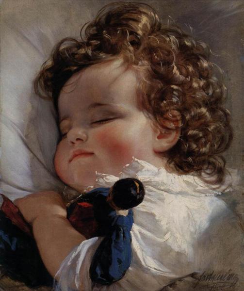 Portrait Of Princess Marie Franziska Von Liechtenstein Aged Two by Friedrich Von Amerling
