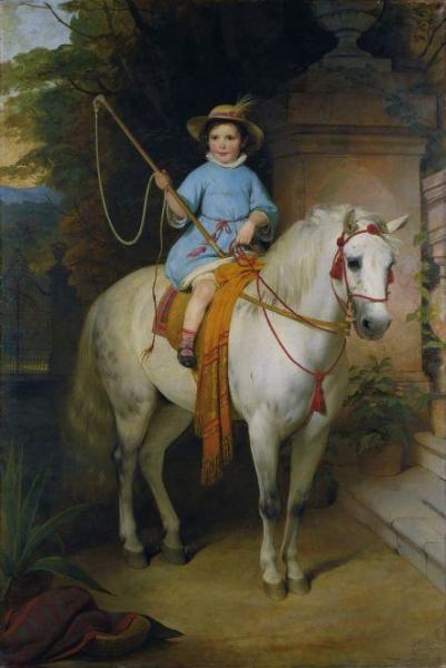 Portrait Of The Future Prince Johann Ii Von Liechtenstein On A White Pony by Friedrich Von Amerling