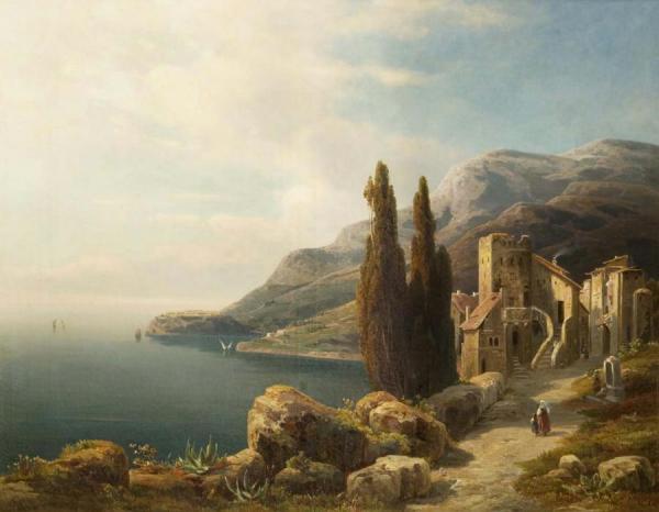 View Of Monaco by Friedrich Wilhelm Schreiner