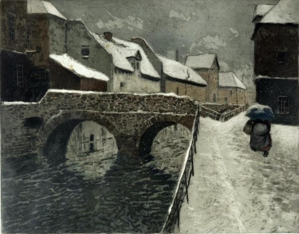 Bridge In Amiens In Winter by Fritz Thaulow