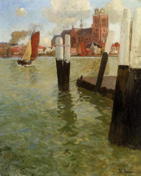 L'embarcadere, Dordrecht by Fritz Thaulow